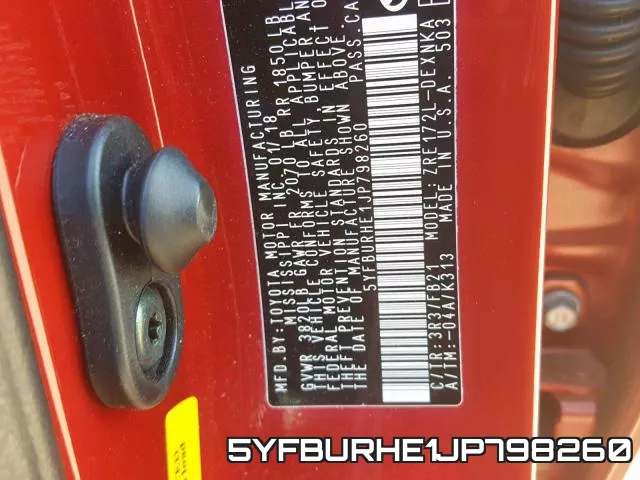 5YFBURHE1JP798260 фото 2