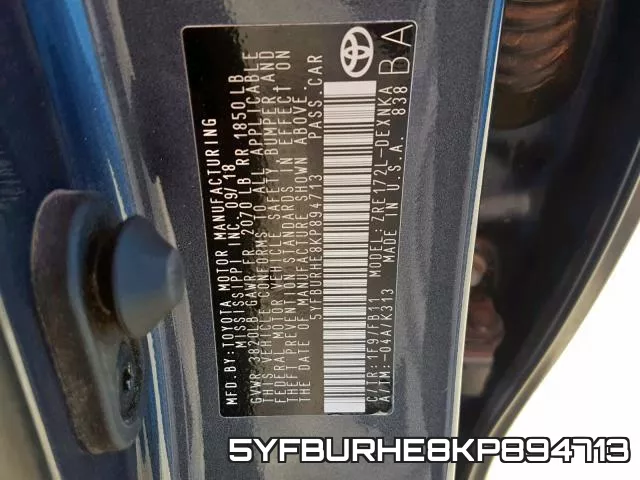 5YFBURHE8KP894713 фото 2