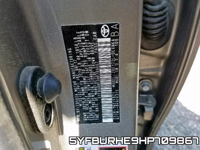 5YFBURHE9HP709867 фото 2
