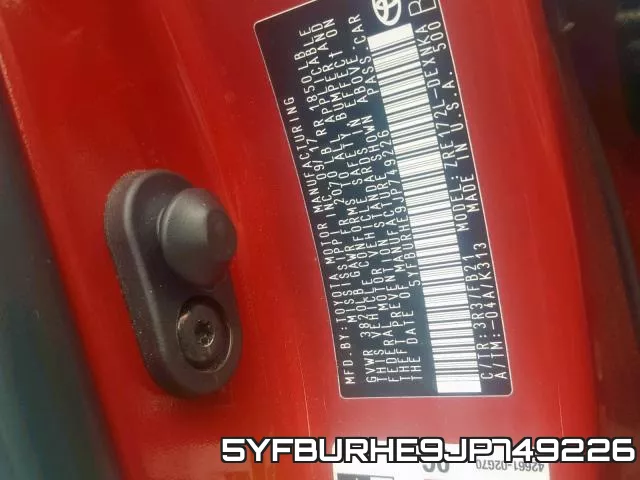5YFBURHE9JP749226 фото 2