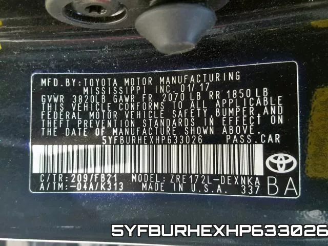 5YFBURHEXHP633026 фото 2