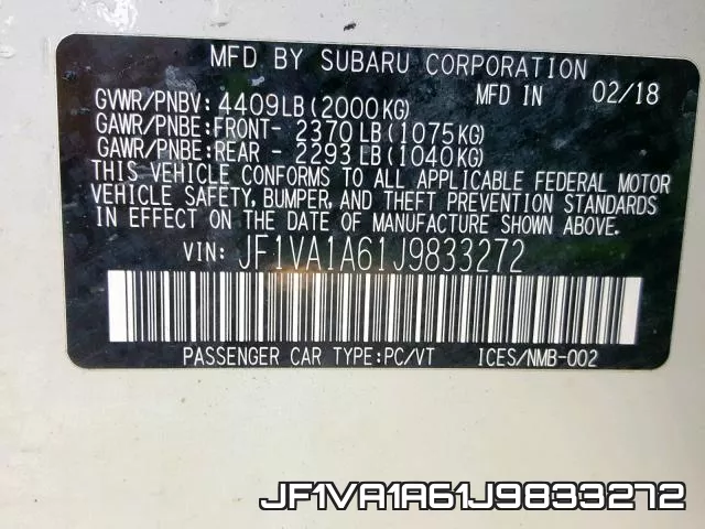 JF1VA1A61J9833272 фото 2
