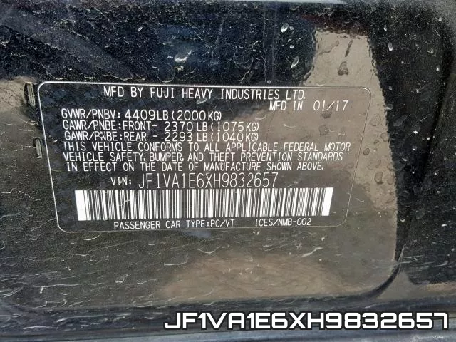 JF1VA1E6XH9832657 фото 2
