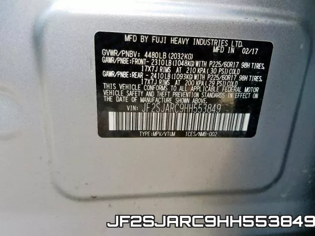 JF2SJARC9HH553849 фото 2