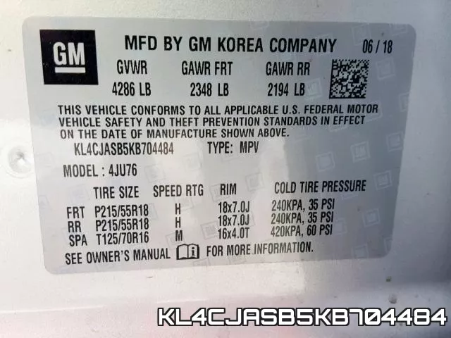 KL4CJASB5KB704484 фото 2