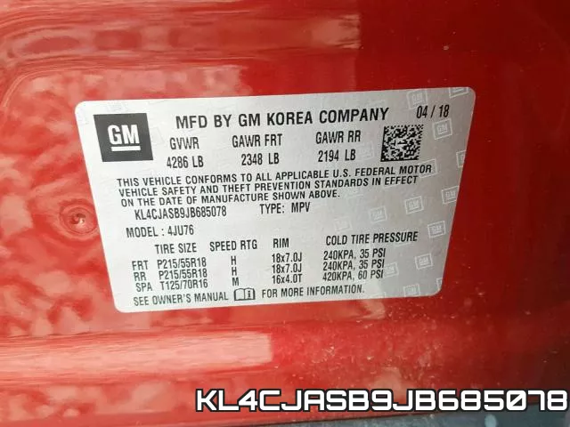 KL4CJASB9JB685078 фото 2