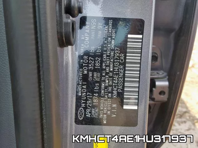 KMHCT4AE1HU317937 фото 2