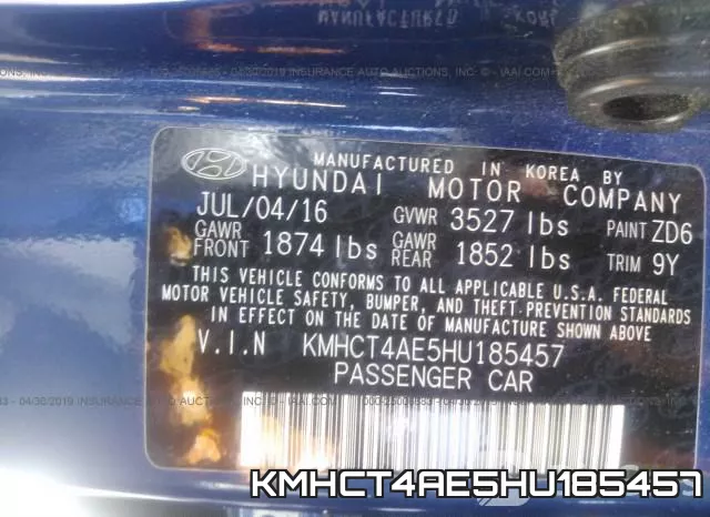KMHCT4AE5HU185457 фото 9
