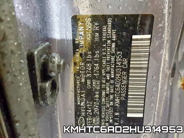 KMHTC6AD2HU314953 фото 2
