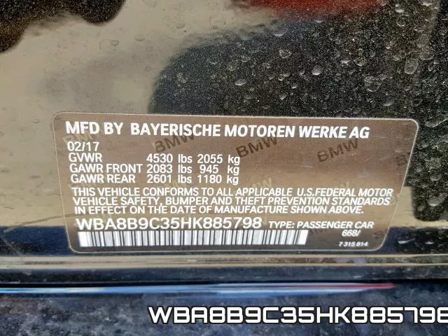 WBA8B9C35HK885798 фото 2
