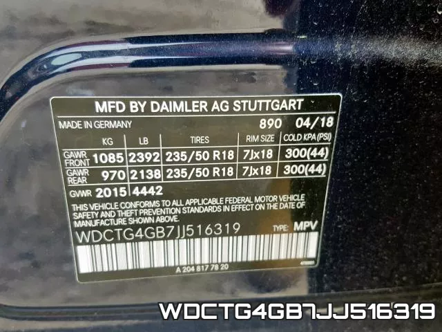 WDCTG4GB7JJ516319 фото 2