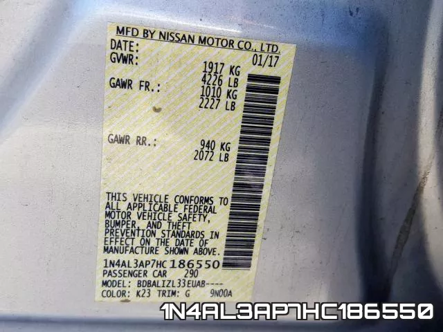 1N4AL3AP7HC186550 фото 2