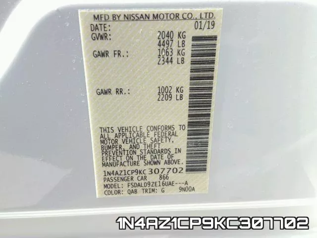 1N4AZ1CP9KC307702 фото 2