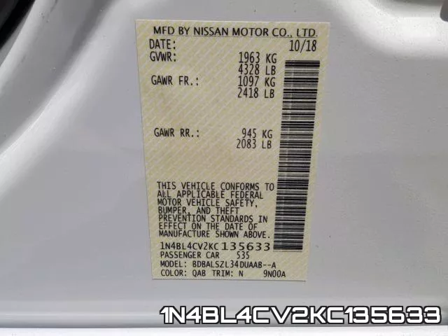 1N4BL4CV2KC135633 фото 2