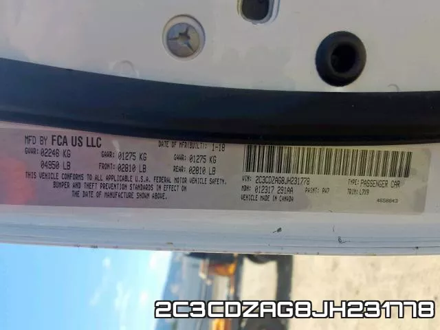 2C3CDZAG8JH231778 фото 2