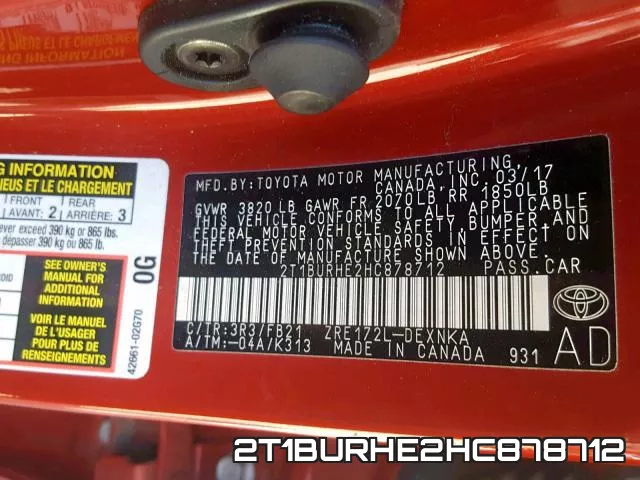 2T1BURHE2HC878712 фото 2
