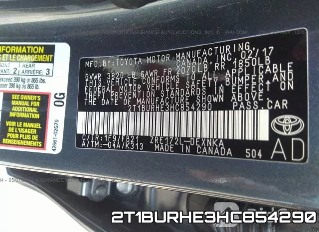2T1BURHE3HC854290 фото 10