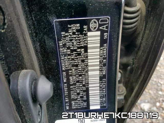 2T1BURHE7KC188719 фото 2