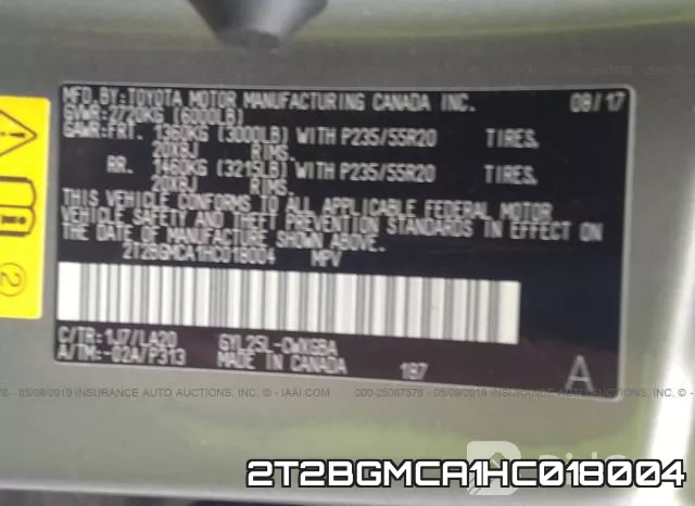 2T2BGMCA1HC018004 фото 10