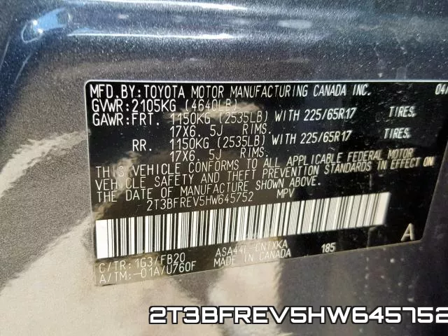 2T3BFREV5HW645752 фото 2