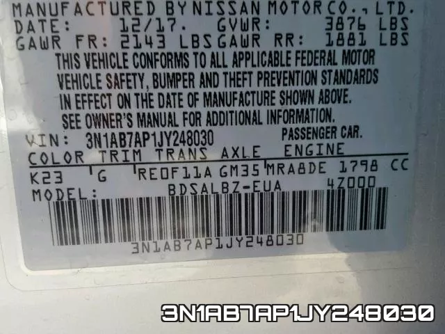 3N1AB7AP1JY248030 фото 2