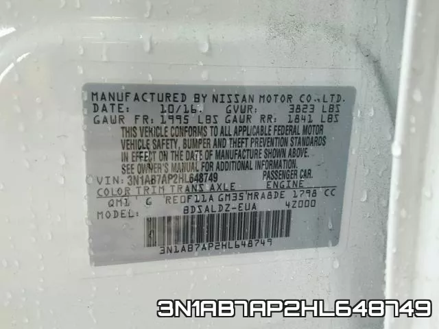 3N1AB7AP2HL648749 фото 2