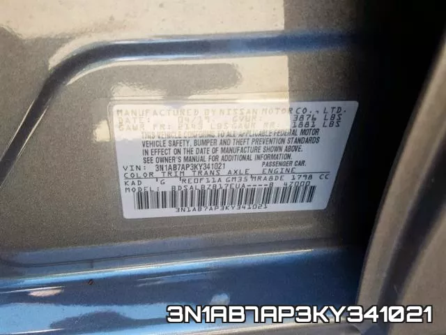 3N1AB7AP3KY341021 фото 2