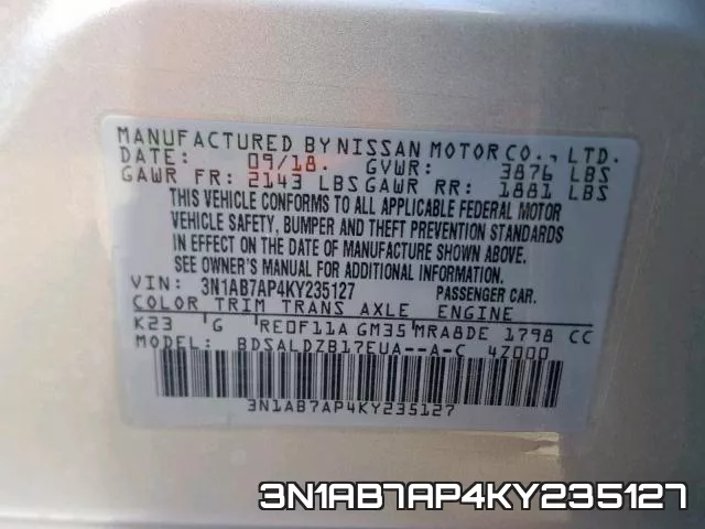 3N1AB7AP4KY235127 фото 2
