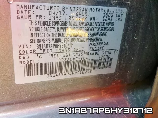 3N1AB7AP6HY310712 фото 2
