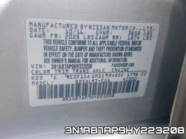 3N1AB7AP9HY223208 фото 2