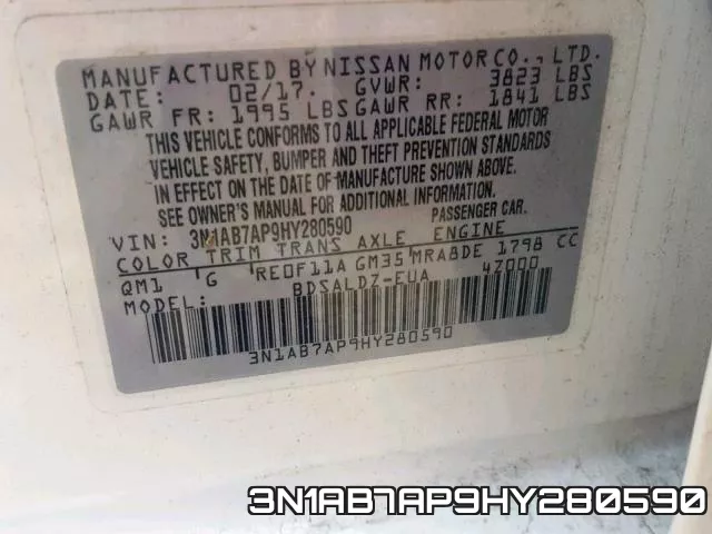 3N1AB7AP9HY280590 фото 2