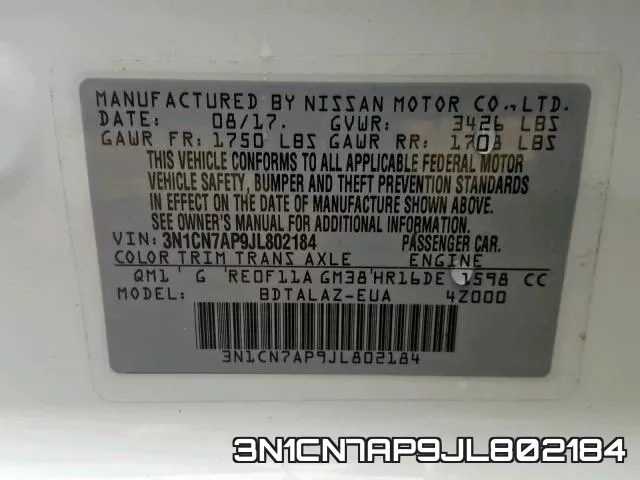 3N1CN7AP9JL802184 фото 2