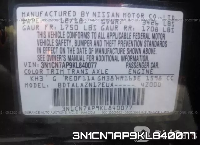 3N1CN7AP9KL840077 фото 10