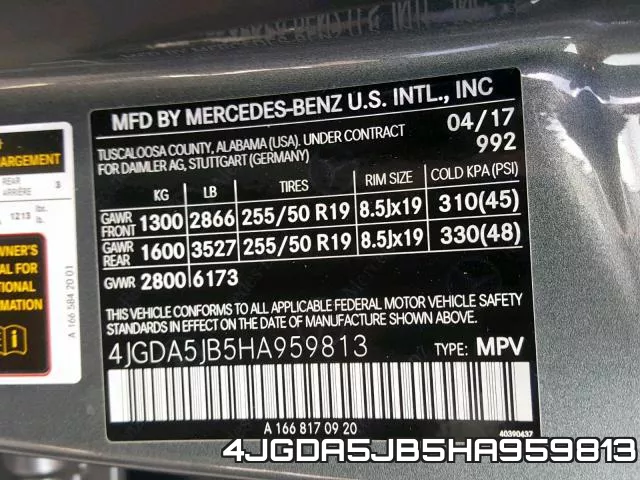4JGDA5JB5HA959813 фото 2
