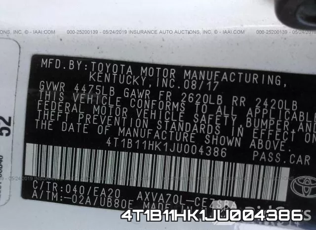 4T1B11HK1JU004386 фото 10