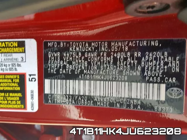 4T1B11HK4JU623208 фото 2