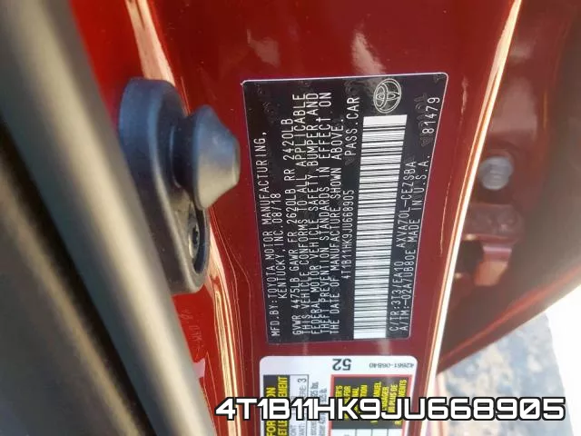 4T1B11HK9JU668905 фото 2