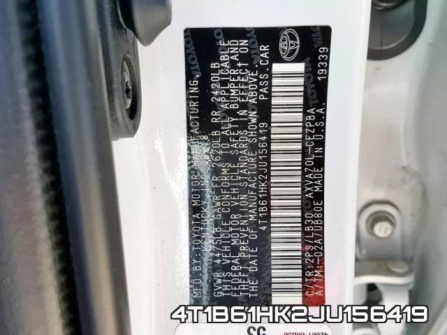 4T1B61HK2JU156419 фото 2