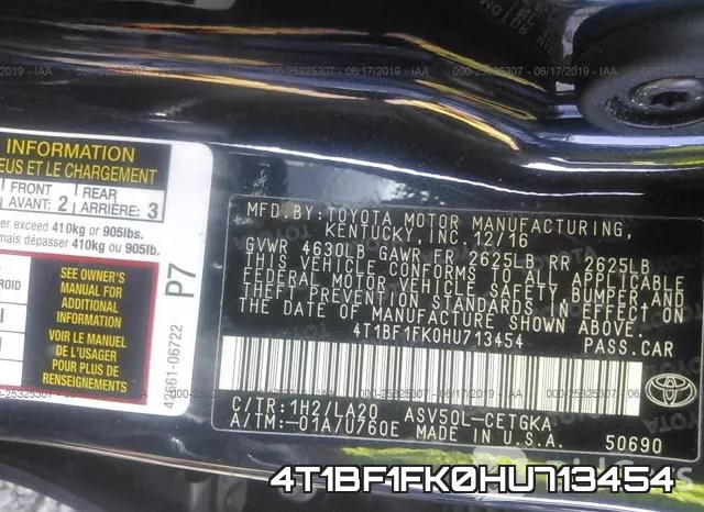 4T1BF1FK0HU713454 фото 10