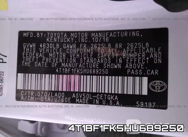 4T1BF1FK5HU689250 фото 10
