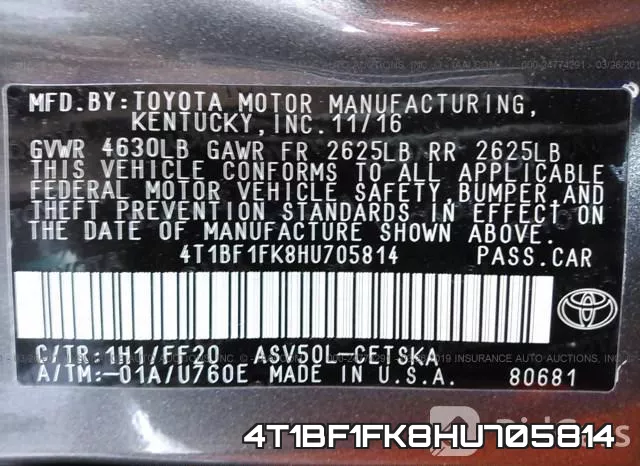 4T1BF1FK8HU705814 фото 10