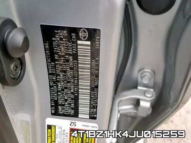 4T1BZ1HK4JU015259 фото 2