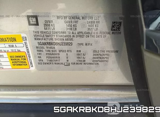 5GAKRBKD8HJ239829 фото 10