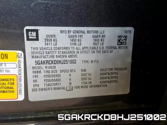5GAKRCKD8HJ251002 фото 2