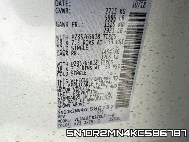 5N1DR2MN4KC586787 фото 2