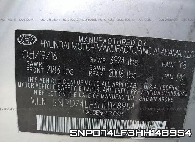 5NPD74LF3HH148954 фото 10