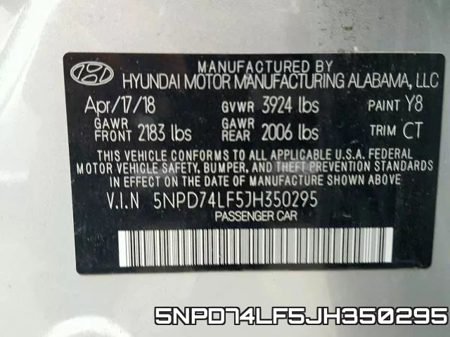 5NPD74LF5JH350295 фото 2