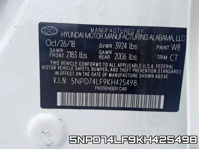 5NPD74LF9KH425498 фото 2