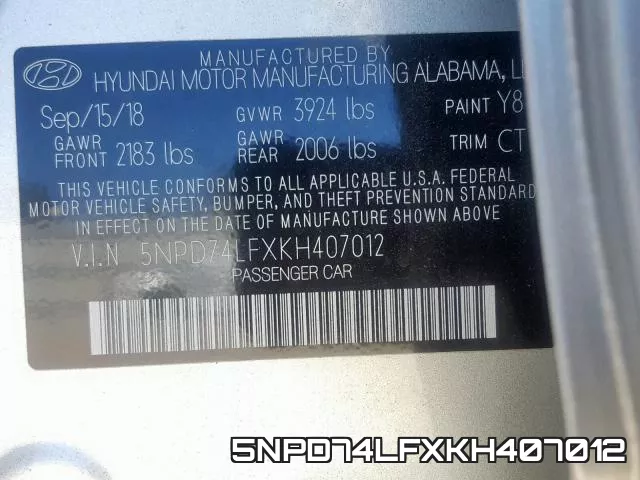 5NPD74LFXKH407012 фото 2