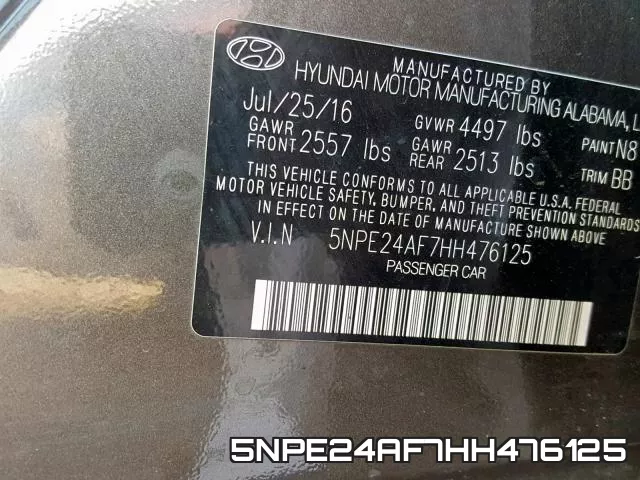 5NPE24AF7HH476125 фото 2